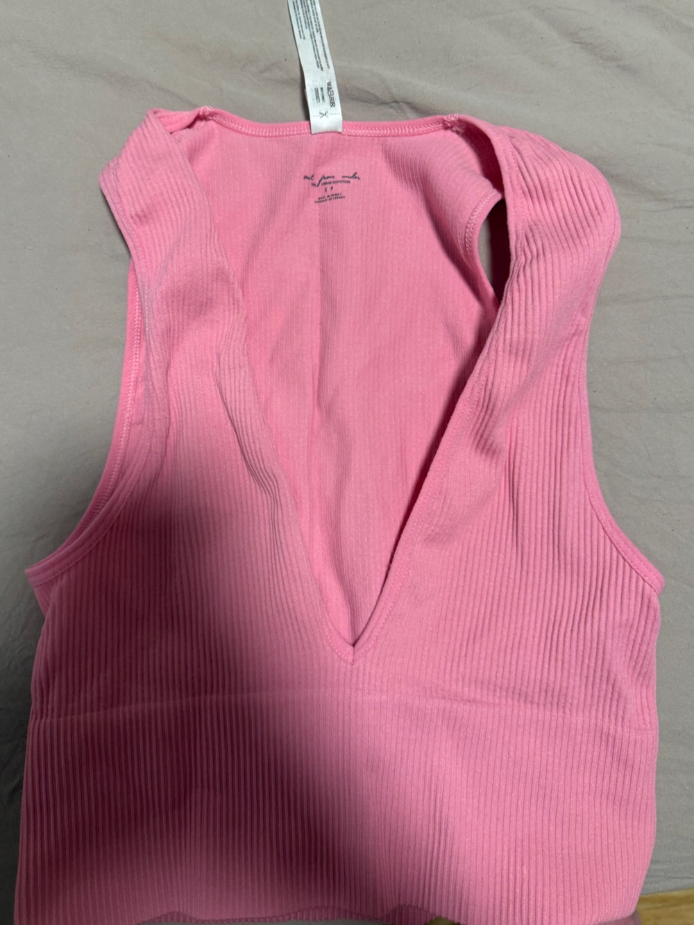 Urban Outfitters Pink Ribbed V-Neck Tank